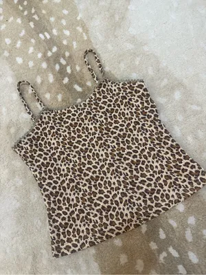 Mouth Valley Leopard Print Cami Tank Top Lace Trim Y2K Japanese women’s size S thumbnail 4