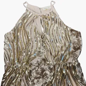 Sugar + Lip2 Sequin Mini Dress S Gold Champagne Cold Shoulder Keyhole Cocktail thumbnail 9