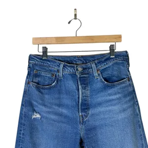 Levi's 501 Jeans Distressed Straight Leg Size 30 Medium Wash Stretch Classic thumbnail 3