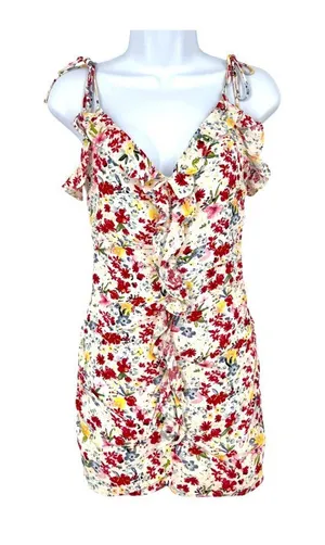 ASTR The Label Ditsy Floral Coquette Ruffle Mini Dress White Multicolor Size XS thumbnail 1