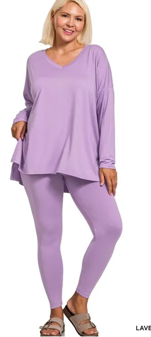 NEW!Plus Size Lavender brushed soft microfiber loungewear set Size 1X thumbnail 1