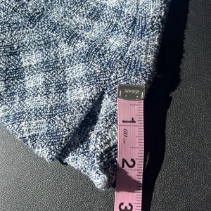 Sara Campbell top small rough texture checkered pattern cotton blend fluffy trim Blue thumbnail 12