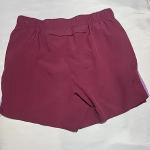 Nike Women's Maroon Athletic Shorts with Light Pink Panels thumbnail 4