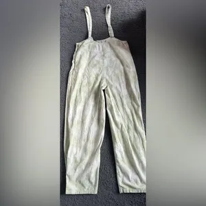 Free People Tie Dye Stroll In Kyoto Barrel Leg Overall Sz Medium Color Succulent thumbnail 2