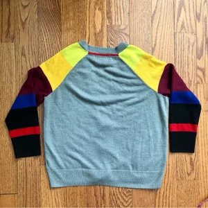 Mossimo Supply Co. Gray Cropped 90s Cardigan Colorblock Sleeves Women’s Size S thumbnail 9