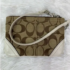 COACH Brown Signature Canvas Wristlet thumbnail 2