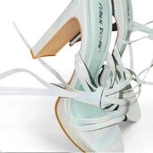 Public Desire Lace Up Wrap Heels White Strappy Sandals Block Heel UK 5 US 7 NEW thumbnail 5