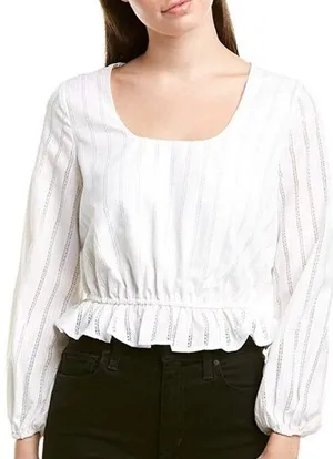 The Fifth Label XS White‎ Striped Peplum Top | Romantic | Lined thumbnail 1