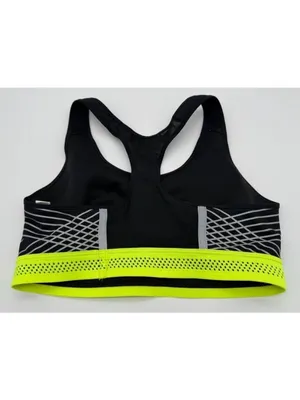 Nike Pro Fierce Sports Bra Racerback Black Neon Yellow 805200 Women' s Size Small thumbnail 4