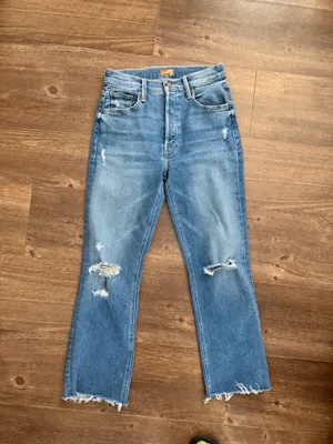 Mother The Tripper Ankle Fray High Rise Ribcage Jeans Size 26. thumbnail 3