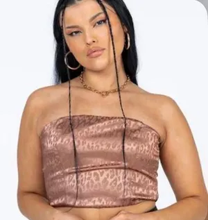Princess Polly Feldman Beige/Brown Leopard Print Silky Top thumbnail 1