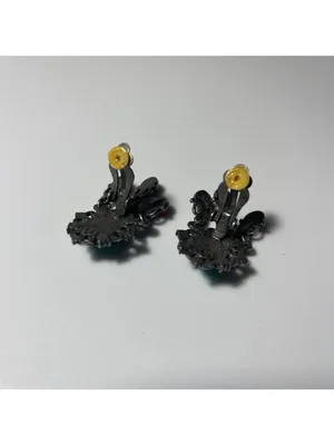 Turquoise & Coral-Red Stone Clip-On Earrings unmarked vintage y2k boho chic thumbnail 8