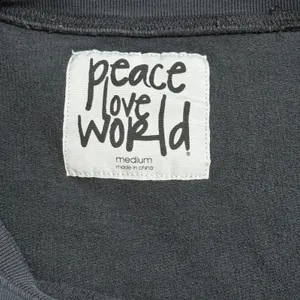 Peace Love World Graphic Sweatshirt M Black Cropped Good Things Come‎ Minimalist thumbnail 4