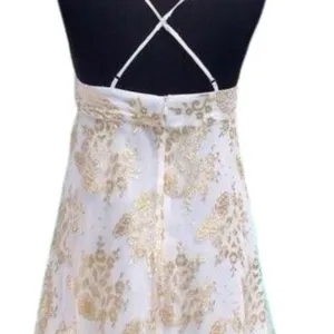 Cache Gold Metallic Silk Sheer Illusion Lace Top Dress Fit Flare New NWT $158 6 thumbnail 10