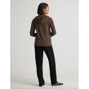Quince Mongolian Cashmere Full Zip Hoodie Sweater Brown Womens XS NWT thumbnail 2