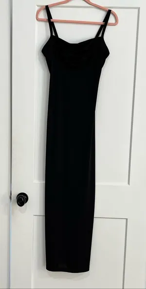 90s vintage retro “All that Jazz” black gown sz small thumbnail 1
