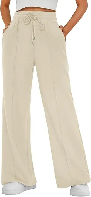 NWT ~ Women's Casual Tan Flare Leg Pockets Knit Drawstring Pull On Pants ~ MED. thumbnail 1