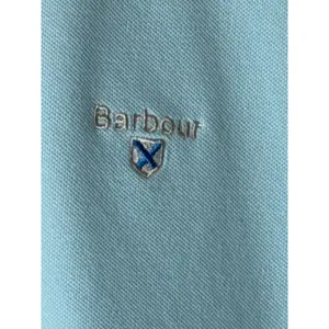 Barbour Polo Shirt Women 12 Blue Short Sleeve Pique Cotton Stretch Logo Preppy thumbnail 7
