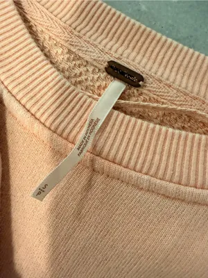NWOT Free People Size S Pink Ooh La Ruffle Yoke Long Sleeve Raw Hem Sweatshirt thumbnail 8