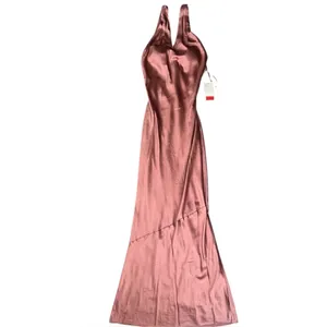 Revelry Women’s Cowl Back V Neck Sleeveless Pink Satin Maxi Formal Dress Size 4 thumbnail 12