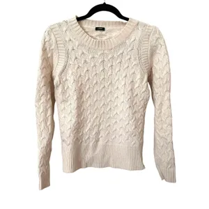 JCREW Honeycomb Cable Knit Crewneck‎ Sweater White Small thumbnail 2