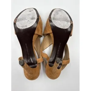 DIANE VON FURSTENBERG Zia Platform Stiletto Heel Sandals 7.5 Camel Suede Neutral thumbnail 7