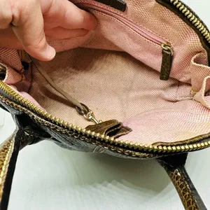 Vintage Dooney & Bourke Chocolate Brown Dome Zipper Closure Satchel Size Small thumbnail 12