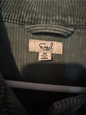 Easel Plaid Panel Contrast Corduroy Trucker Jacket Sage Green Medium thumbnail 3