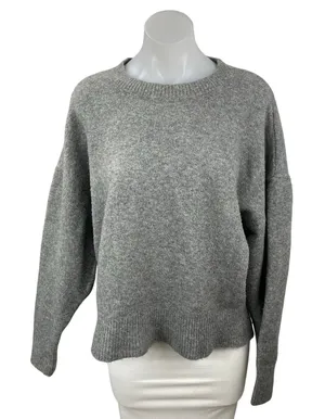 Zara Women's Gray Knit Crew Neck Long Sleeve Sweatshirt Sweater Top Size M thumbnail 1