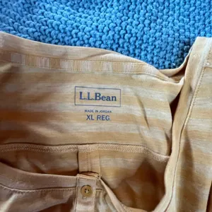 L.L. Bean Blouse Yellow Striped Long Sleeve XL 1/4 Button Soft Stretchy EUC thumbnail 5