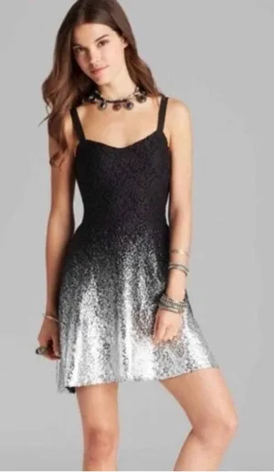 Free People Glittery Dress Lace‎ Party Night Out Birthday Glam XS thumbnail 1