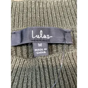 Lulus Sweater Dress Size M Olive Green Ribbed Knit Balloon Sleeve Crew Neck NWT thumbnail 2