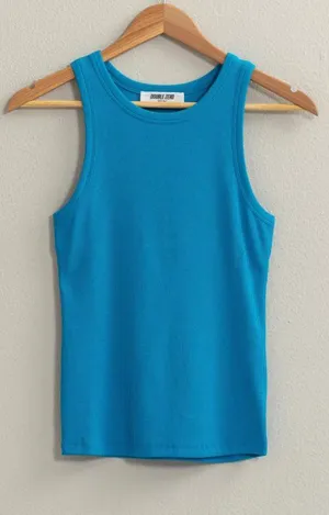 NWT Double Zero Ribbed Fitted Tank Blue Size Small thumbnail 1
