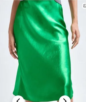 Babaton  green silky midi skirt  thumbnail 1