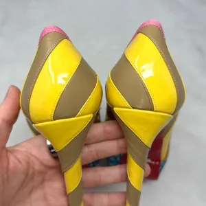 Christian Louboutin Foraine 140 Bow Striped Leather Glitter Platform Pumps Heels thumbnail 9