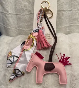 NWT | Pink Horse Bag Charm/Keychain with Tassel and Twilly thumbnail 1