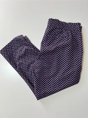 Gap Cropped Paperbag Waist Pants Navy Print Tie Waist Size 8 Capri thumbnail 12