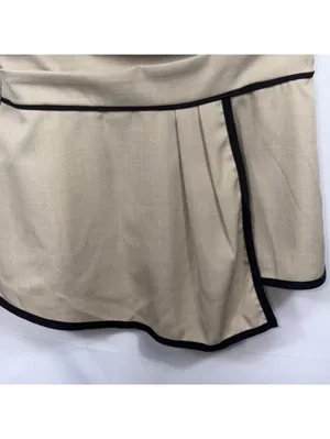Size M Beige Black Piped Asymmetrical Peplum Top Size M thumbnail 4
