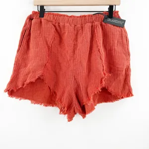 Blank NYC Shorts Size Medium Gauzy High Rise Rust Orange NWT Distressed Pullon thumbnail 3