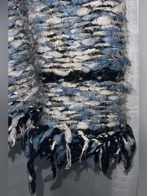 NWOT Hale Bob Amelie Genoveva Boucle Cardigan size large navy white fringe thumbnail 7