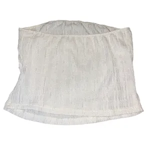 Tube Top Y2K White Textured Crinkle Strapless Minimalist Medium Boho thumbnail 2