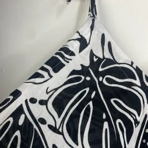 Black & White Leaf Print Tie-Strap jumpsuit with pockets size XL thumbnail 7