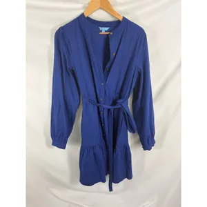 Draper James Blue Pinstripe Long Sleeve Button Up Dress Size Large thumbnail 3