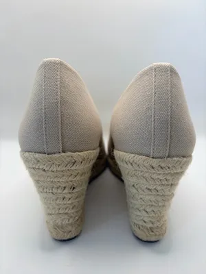 J.Crew Beige Espadrille Wedge Heels Canvas Coastal Resort Nautical Womens Size 7 thumbnail 8