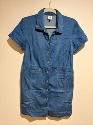 Cabi Piece of Cake Blue Chambray Denim Button Front Mini Dress Size Small 6580 thumbnail 7
