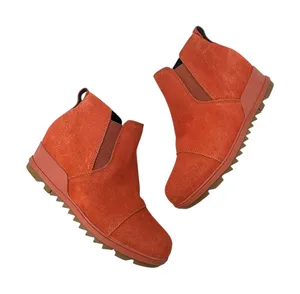 Sorel Evie Booties Boots Pull-On Wedge Heel Waterproof Suede Red‎ Size US 8 thumbnail 1