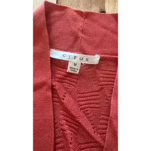 Cyrus Womens Rust Orange Pointelle Open Knit Long Sleeve Cardigan Sweater Size M thumbnail 2
