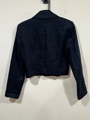 NWT Abercrombie & Fitch 100% linen black One Button Cropped Blazer size S thumbnail 8