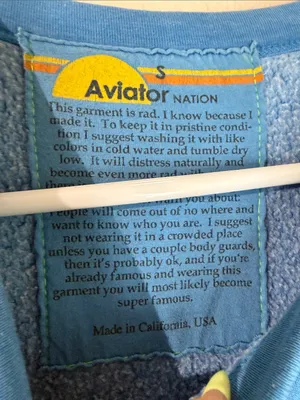 Aviator Nation Blue Neon Stripe Crewneck Sweatshirt Size S thumbnail 2