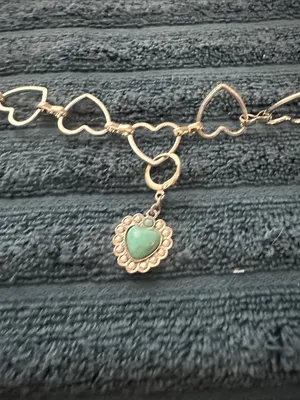 Art Class Silver Heart Link ladies belt with Turquoise Charms Sz M NWT thumbnail 2